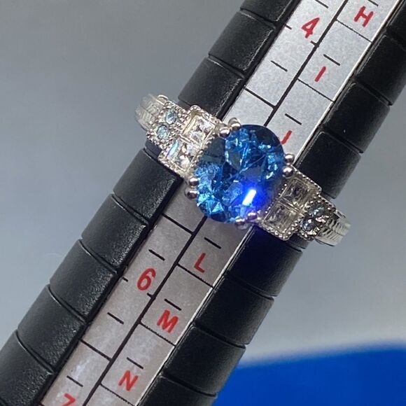 💛 925 Swiss Blue Topaz & Aquamarine Ring - Picture 5 of 6